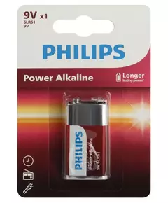 Элемент питания алкалиновый "крона" 6LR61 9В Power (блист. 1шт) Philips Б0062717