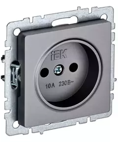 Розетка 1-м СП BRITE РС10-1-0-БрС 10А без заземл. без защ. шторок сталь IEK BR-R10-10-K46