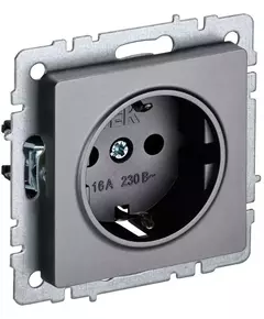 Розетка 1-м СП BRITE РС11-1-0-БрС 16А с заземл. без защ. шторки сталь IEK BR-R11-16-K46