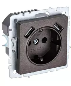 Розетка BRITE РЮш10-1-БрТБ 16А с USB A+A 2.1А с заземл. защ. шторки темн. бронза IEK BR-R14-16-U21-D21-K45