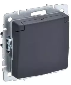 Розетка BRITE РСбш10-3-БрГ 16А IP20 с заземл. защ. шторки с крышкой графит IEK BR-R16-16-K53