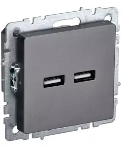 Розетка BRITE USB A+A 3.1А РЮ10-1-БрС сталь IEK BR-U21-D31-K46