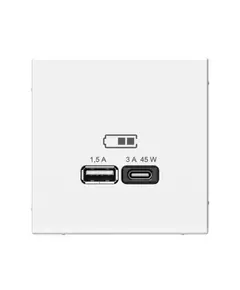 Розетка USB ArtGallery тип A+C 45Вт QC PD высокоскор. ЗУ механизм бел. SE GAL000129
