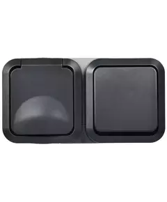 Блок ОП розетка + выключ. горизонт. TORS 16А IP55 TS142 графит IEK TS-G10-6-55-V-K53