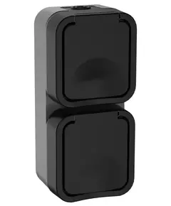 Розетка 2-м ОП TORS 16А IP55 TS132 вертик. с заземл. с крышкой графит IEK TS-R26-16-55-V-K53