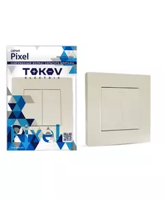 Выключатель 2-кл. СП Pixel 10А IP20 в сборе беж. TOKOV ELECTRIC TKE-PX-V2F-C02