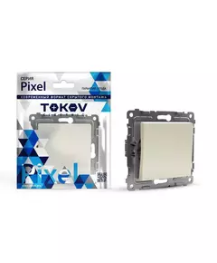 Переключатель проходной 1-кл. СП Pixel 10А IP20 механизм беж. TOKOV ELECTRIC TKE-PX-P1-C02
