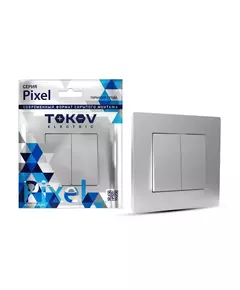 Выключатель 2-кл. СП Pixel 10А IP20 в сборе алюм. TOKOV ELECTRIC TKE-PX-V2F-C03