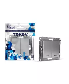 Выключатель 2-кл. СП Pixel 10А IP20 с индикатором механизм алюм. TOKOV ELECTRIC TKE-PX-V2I-C03