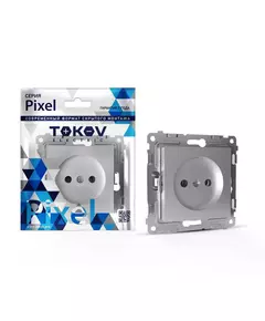 Розетка 1-м СП Pixel 16А IP20 без заземл. защ. шторки механизм алюм. TOKOV ELECTRIC TKE-PX-R1SF-C03