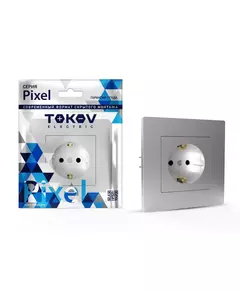 Розетка 1-м СП Pixel 16А IP20 с заземл. защ. шторки в сборе алюм. TOKOV ELECTRIC TKE-PX-R1FZSF-C03