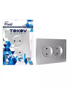 Розетка 2-м СП Pixel 16А IP20 без заземл. в сборе алюм. TOKOV ELECTRIC TKE-PX-R2F-C03