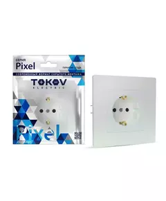 Розетка 1-м СП Pixel 16А IP20 с заземл. защ. шторки в сборе перламутр. TOKOV ELECTRIC TKE-PX-R1FZSF-C04