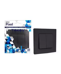 Выключатель 2-кл. СП Pixel 10А IP20 в сборе карбон TOKOV ELECTRIC TKE-PX-V2F-C14