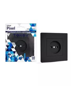 Розетка 1-м СП Pixel 16А IP20 без заземл. в сборе карбон TOKOV ELECTRIC TKE-PX-R1F-C14