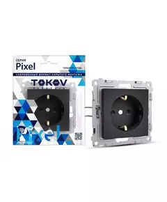Розетка 1-м СП Pixel 16А IP20 с заземл. механизм карбон TOKOV ELECTRIC TKE-PX-R1Z-C14