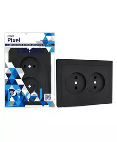 Розетка 2-м СП Pixel 16А IP20 без заземл. в сборе карбон TOKOV ELECTRIC TKE-PX-R2F-C14