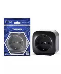 Розетка 1-м ОП Frea 16А IP20 250В с заземл. АБС-пластик карбон TOKOV ELECTRIC TKE-FR-R1Z-C14