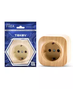 Розетка 1-м ОП Frea 16А IP20 250В с заземл. АБС-пластик сосна TOKOV ELECTRIC TKE-FR-R1Z-C25