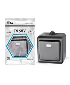 Выключатель 1-кл. ОП Dita IP54 10А 250В с индикацией карбон TOKOV ELECTRIC TKL-DT-V1I-C14-IP54