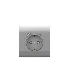 Розетка NEW3-E 16А с заземл. защ. шторки с 2-мя заряд. устройствами USB A+C 5В/2.1А серебр. CHINT 431454