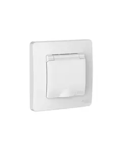 Розетка 1-м СП Blanca 16А IP44 250В с заземл. защ. шторки с крышкой бел. SE BLNRS441111