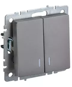 Выключатель 2-кл. СП BRITE ВС10-2-1-БрС 10А с инд. сталь IEK BR-V20-1-10-K46