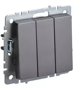 Выключатель 3-кл. СП BRITE ВС10-3-0-БрС 10А сталь IEK BR-V30-0-10-K46