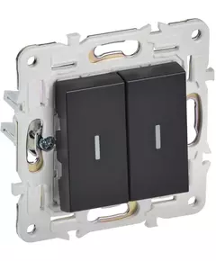 Выключатель проходной 2-кл. SKANDY 10А SK-V10Bl с индикацией черн. IEK SK-V22-1-10-K02