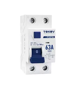 Выключатель дифференциального тока (УЗО) 2П (1P+N) 63А 100мА тип AC 6кА TOKOV Electric TKE-PZ60-RCDM-2-63-100-AC