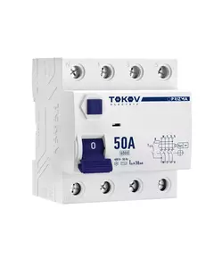 Выключатель дифференциального тока (УЗО) 4П (3P+N) 50А 30мА тип AC 6кА TOKOV Electric TKE-PZ60-RCDM-4-50-30-AC