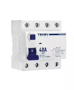 Выключатель дифференциального тока (УЗО) 4П (3P+N) 40А 100мА тип AC 6кА TOKOV Electric TKE-PZ60-RCDM-4-40-100-AC