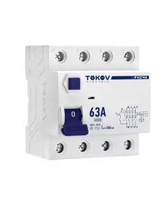Выключатель дифференциального тока (УЗО) 4П (3P+N) 63А 300мА тип AC 6кА TOKOV Electric TKE-PZ60-RCDM-4-63-300-AC