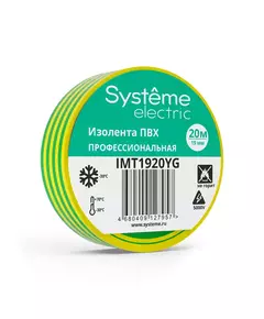 Изолента ПВХ 0.13х19мм (рул.20м) желт./зел. SE IMT1920YG