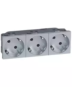 Розетка 3-м СП 6мод. Mosaic 16А IP40 45град. 2P+E немецк. стандарт безвинтов. клеммы с лицев. панелью механизм алюм. Leg 079283