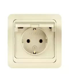 Розетка 1-м СП Classic 16А IP20 с заземл. с крышкой крем. POWERMAN 1156518
