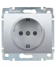 Розетка 1-м СП Galea Life 16А IP20 2P+E с заземл. защ. шторки немецк. стандарт с лицев. панелью механизм алюм. Leg 771363