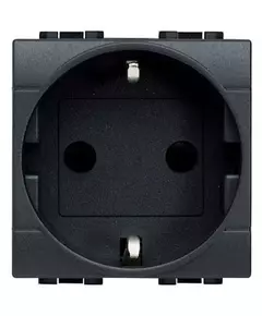 Розетка 1-м СП 2мод. LivingLight 16А IP20 2P+E с заземл. защ. шторки антрацит Leg BTC L4141