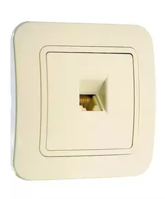 Розетка телефонная 1-м СП Lillium 16А IP20 евро стандарт крем./крем. Makel 70214