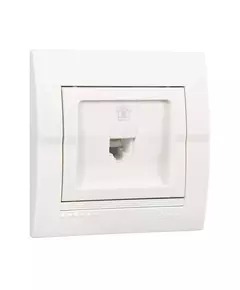 Розетка телефонная 1-м СП Deriy RJ11 16А IP20 евро стандарт бел. LEZARD 702-0202-137