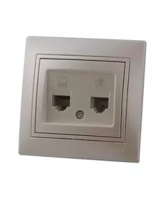 Розетка компьютерная + телефонная 2-м СП Mira RJ45 + RJ11 IP20 со вставкой жемчуж./бел. перламутр. LEZARD 701-3030-143