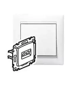 Розетка компьютерная + телефонная 2-м СП Valena RJ45 + RJ11 кат.6 UTP механизм бел. (DIY-упак.) Leg 695339