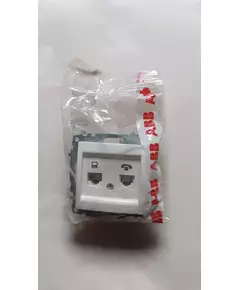 Розетка компьютерная + телефонная 2-м Cosmo RJ45 кат.6 + RJ11 механизм бел. ABB 619-010200-249