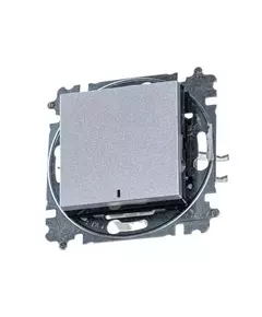Выключатель 1-кл. СП Levit IP20 с подсветкой серебр./дым. черн. ABB 2CHH590146A6070