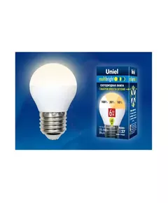 Лампа светодиодная LED-G45-6W/WW/E27/FR/MB PLM11WH Multibright 6Вт шар матовая 3000К тепл. бел. E27 100-50-10 (упак. картон) Uniel UL-00002377