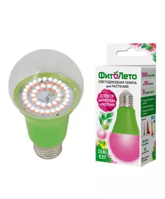 Лампа светодиодная LED-A60-15W/SPSB/E27/CL PLP30GR 15Вт A60 грушевидная прозрачная для растений спектр для рассады и цветения (упак. картон) Uniel UL-00004582
