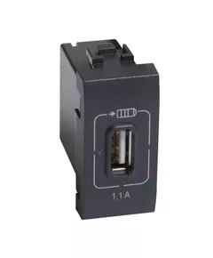 Розетка USB Mosaic 1мод. 1.1А 230/5В антрацит Leg BTC L4285C1