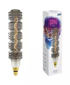 Лампа светодиодная филаментная LED-SF41-5W/SOHO/E27/CW CHROME/SMOKE GLS77CR SOHO спиральный филамент хром./дым. колба Uniel UL-00005921