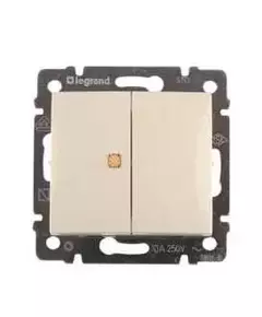Выключатель 2-кл. СП Valena 10А IP31 с индикацией механизм сл. кость (DIY-упак.) Leg 695606