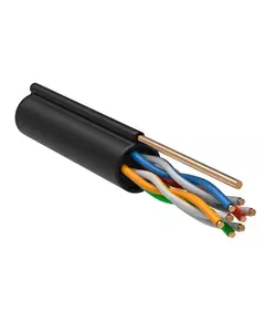 Кабель витая пара U/UTP кат.5E 4х2х24AWG LDPE с метал. тросом 1.2мм черн. (305м) (м) ITK LC3-C5E04-159